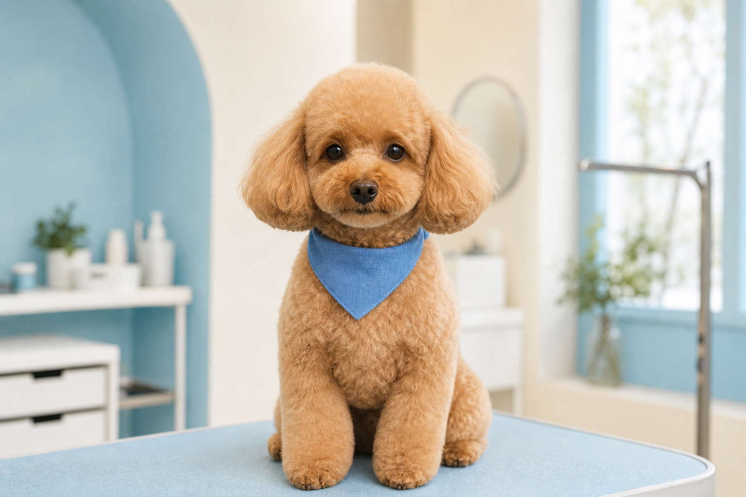 Freshly groomed poodle